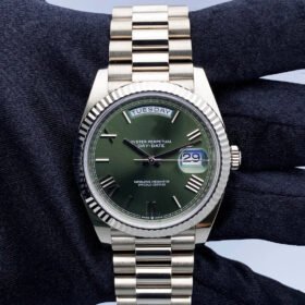 Rolex Day-Date White Gold Olive Green Roman Dial