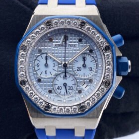 Royal Oak Rubber Strap Diamond Bezel White Dial