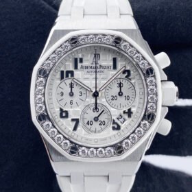 Royal Oak Rubber Strap Diamond Bezel White Dial