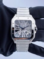 Cartier Santos Stainless Steel Large Skeleton Dial