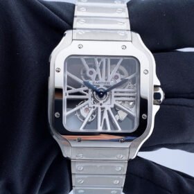 Cartier Santos Stainless Steel Large Skeleton Dial