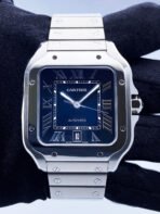 Cartier Santos Stainless Steel Large Blue Dial