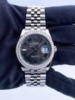 Rolex Datejust White Gold/Steel "Wimbledon" Diamond Bezel Slate Dial
