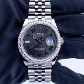 Rolex Datejust White Gold/Steel "Wimbledon" Diamond Bezel Slate Dial