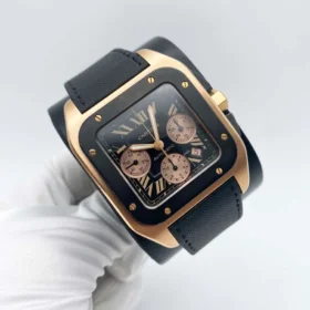 Santos 100 XL Rose Gold Black Dial